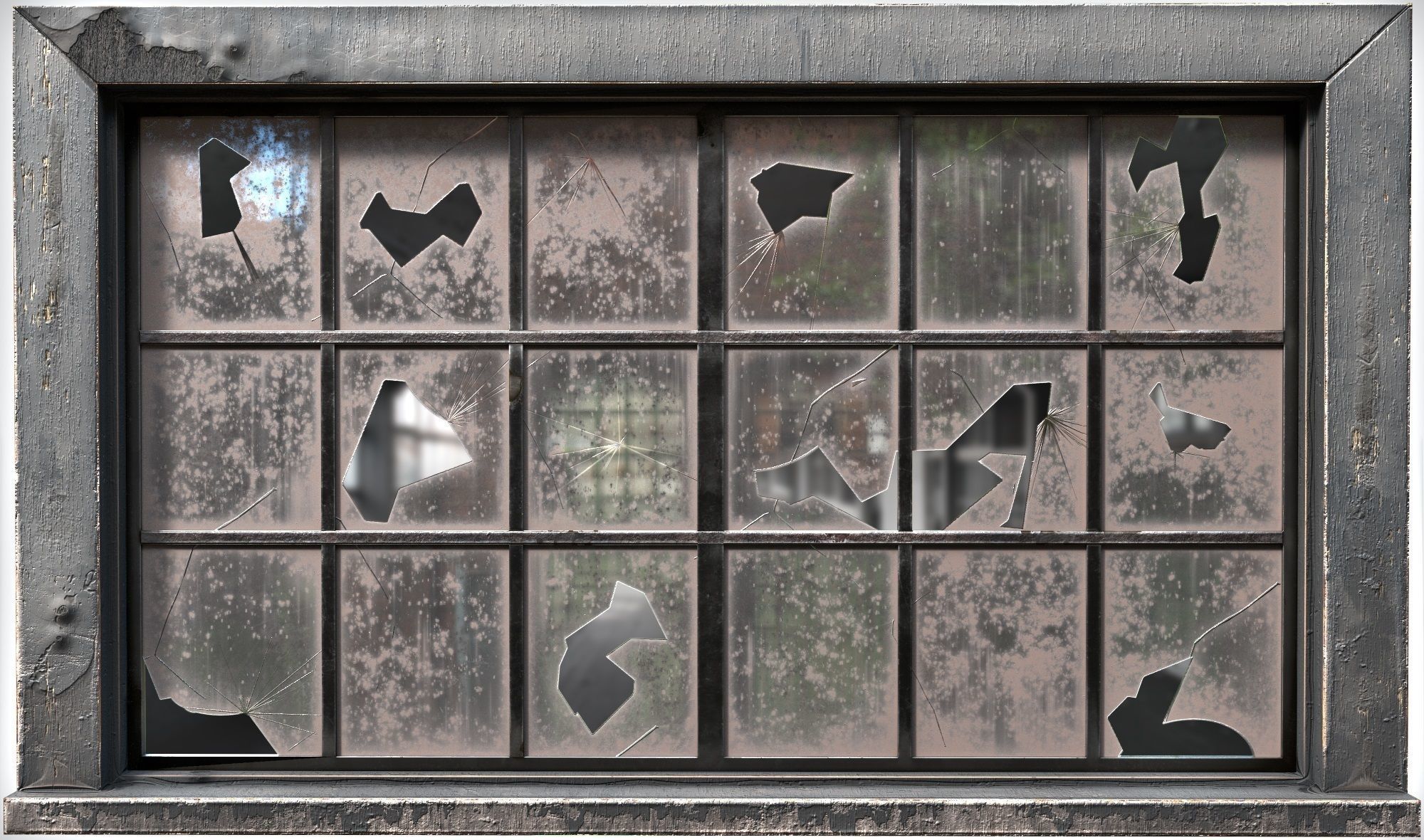 broken window - modular Low-poly 3D model_17