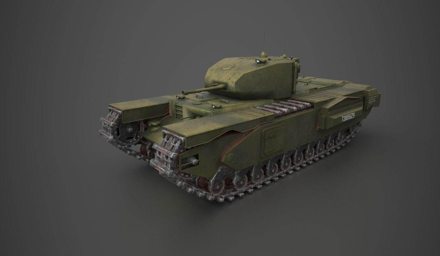 Churchill Tank Low-poly 3D model_1