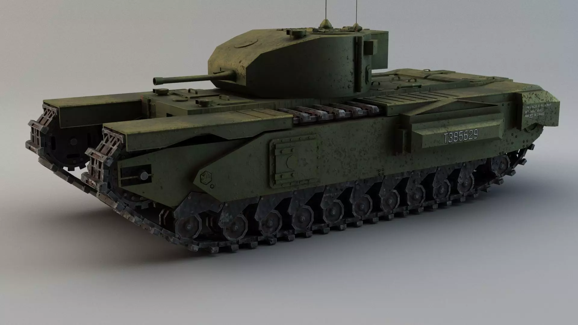 Churchill Tank Low-poly 3D model_0
