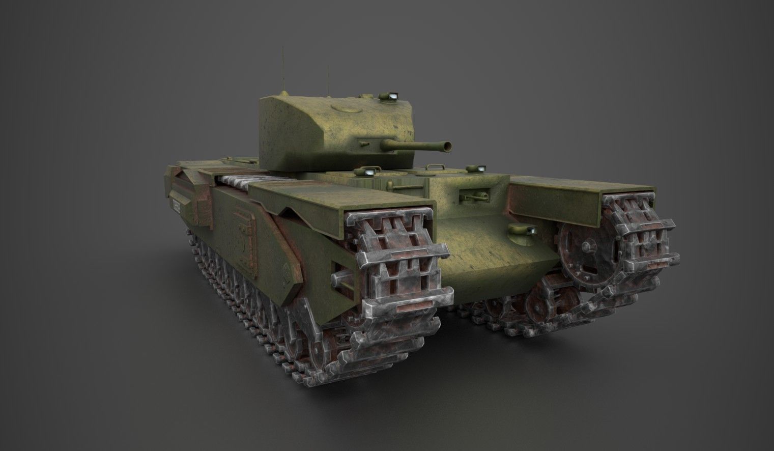Churchill Tank Low-poly 3D model_2
