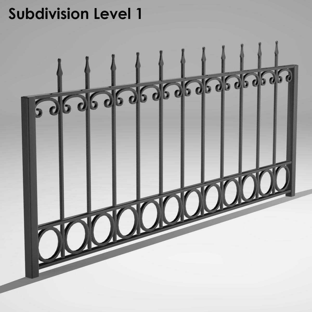 Railing wrought iron fence 3D model_2