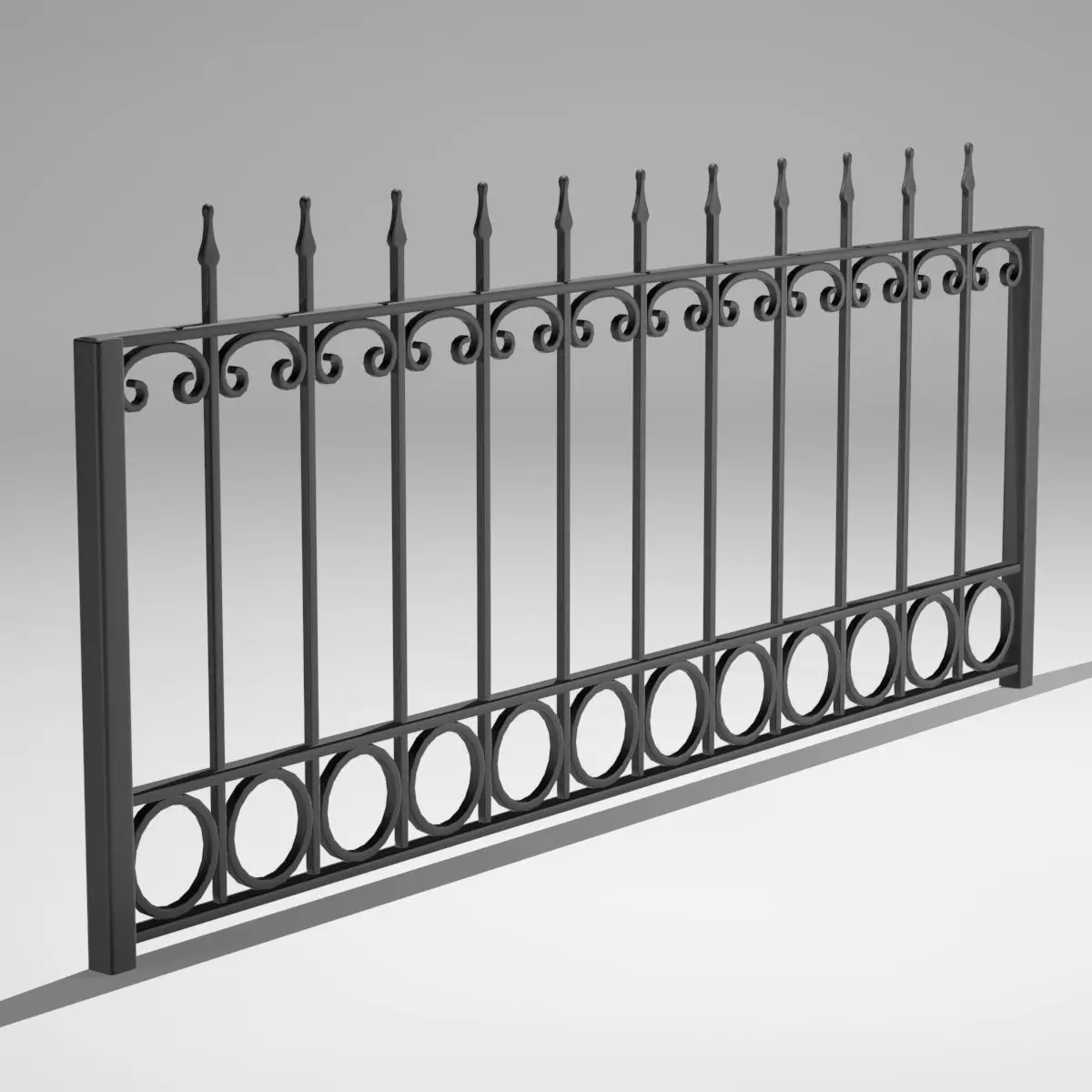 Railing wrought iron fence 3D model_0