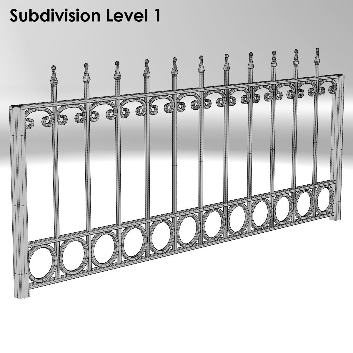 Railing wrought iron fence 3D model_4