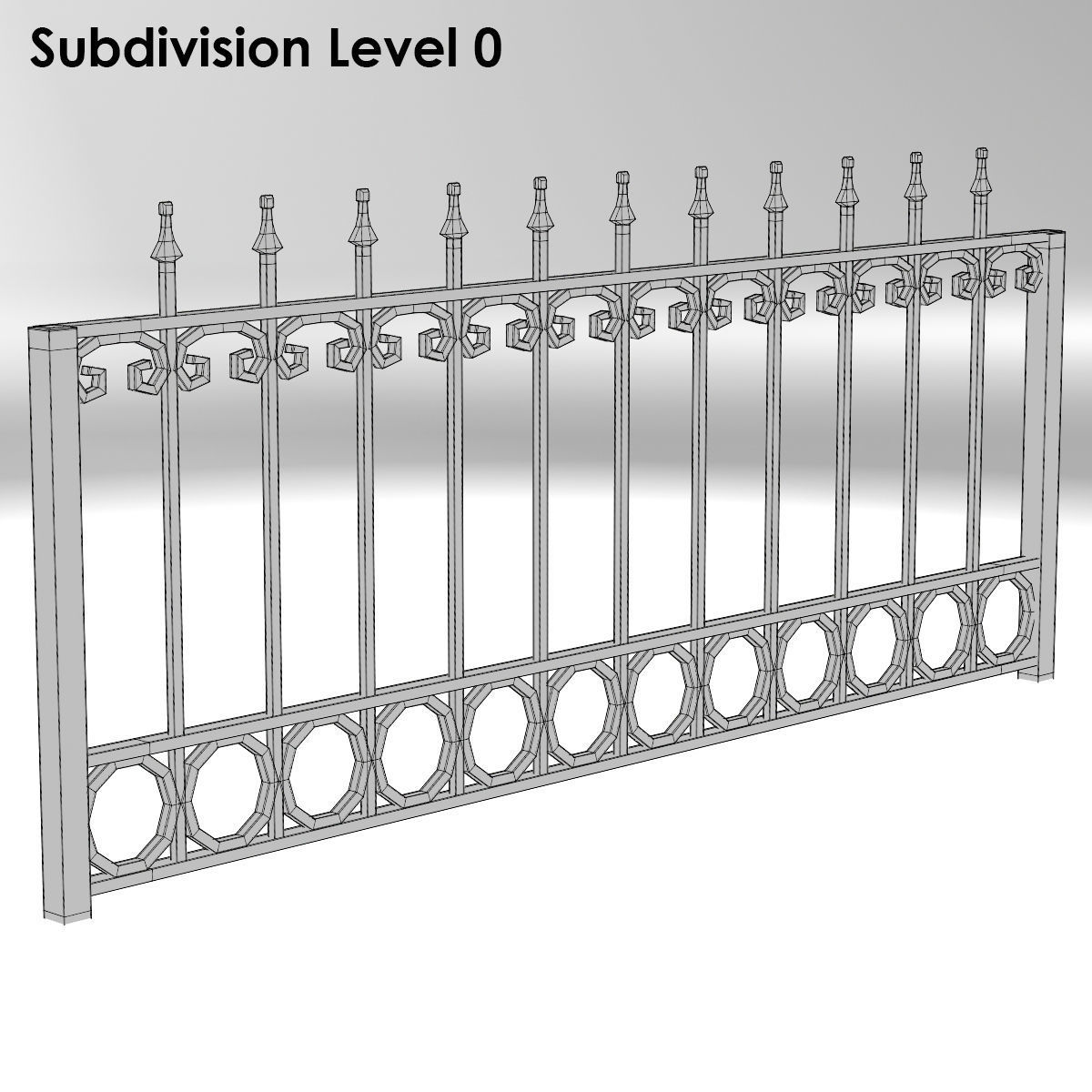 Railing wrought iron fence 3D model_3