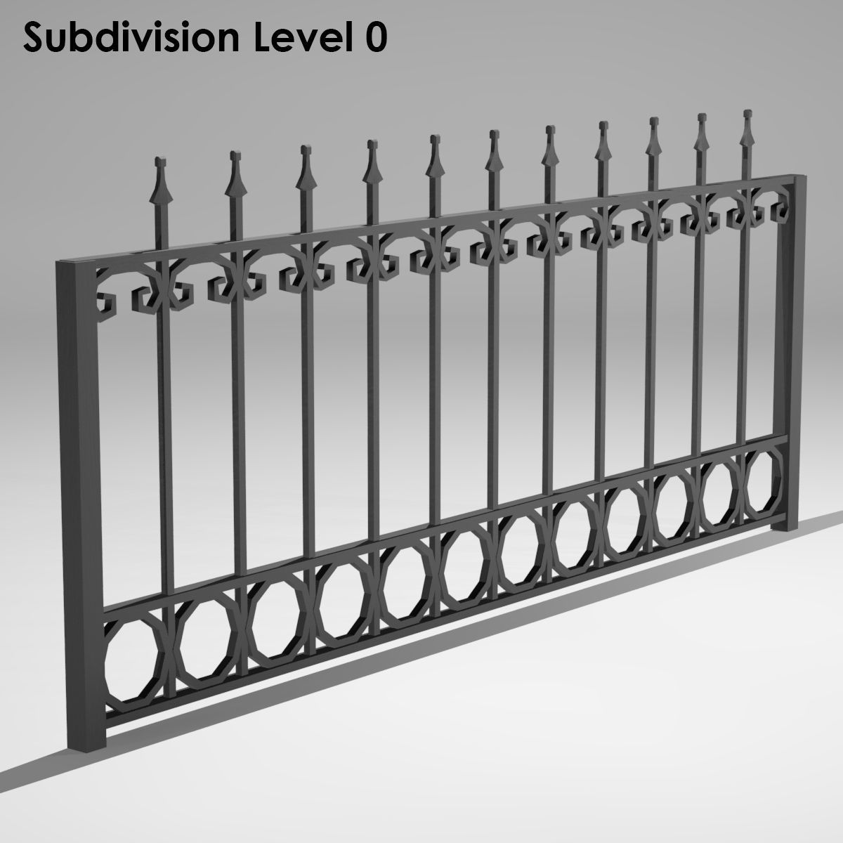 Railing wrought iron fence 3D model_1
