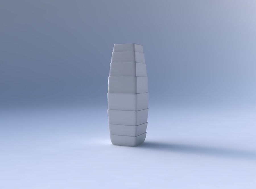 Vase rectangle with horizontal layers 3D print model_4