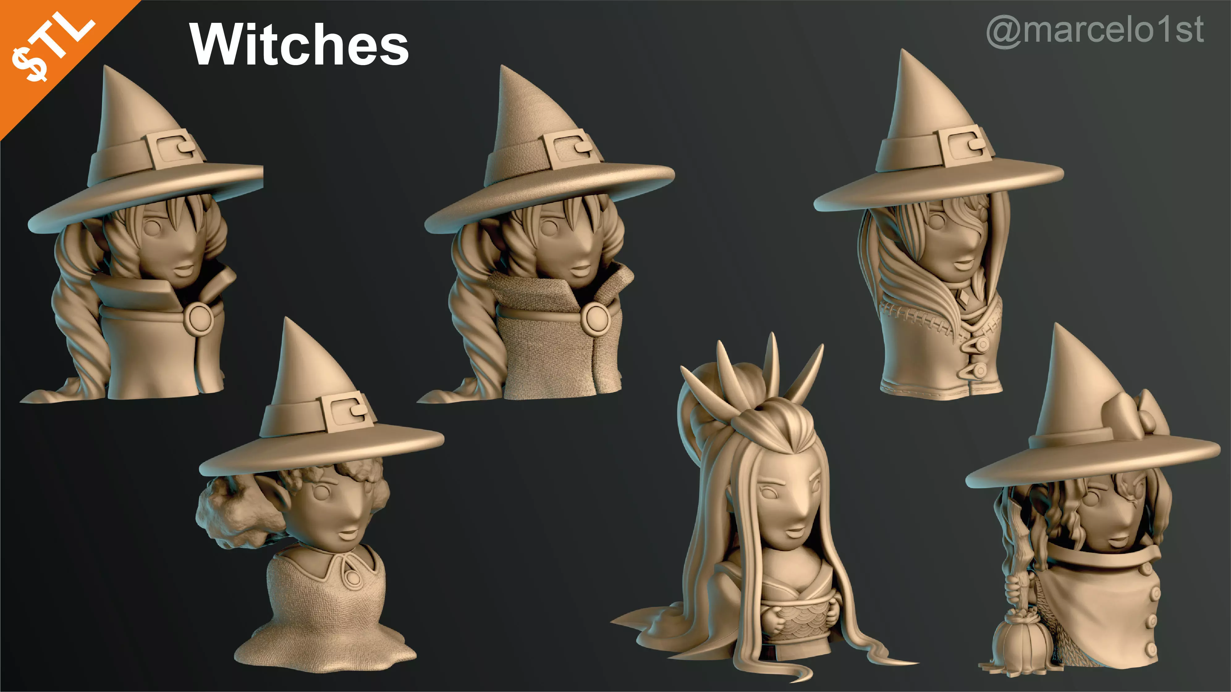 CLASSIC WITCHES HALLOWEEN DECORATION 3D print model_0