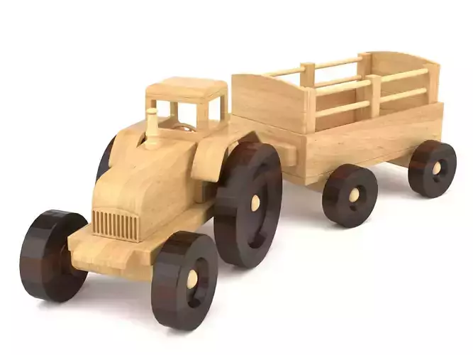 Wooden toy tractor 08