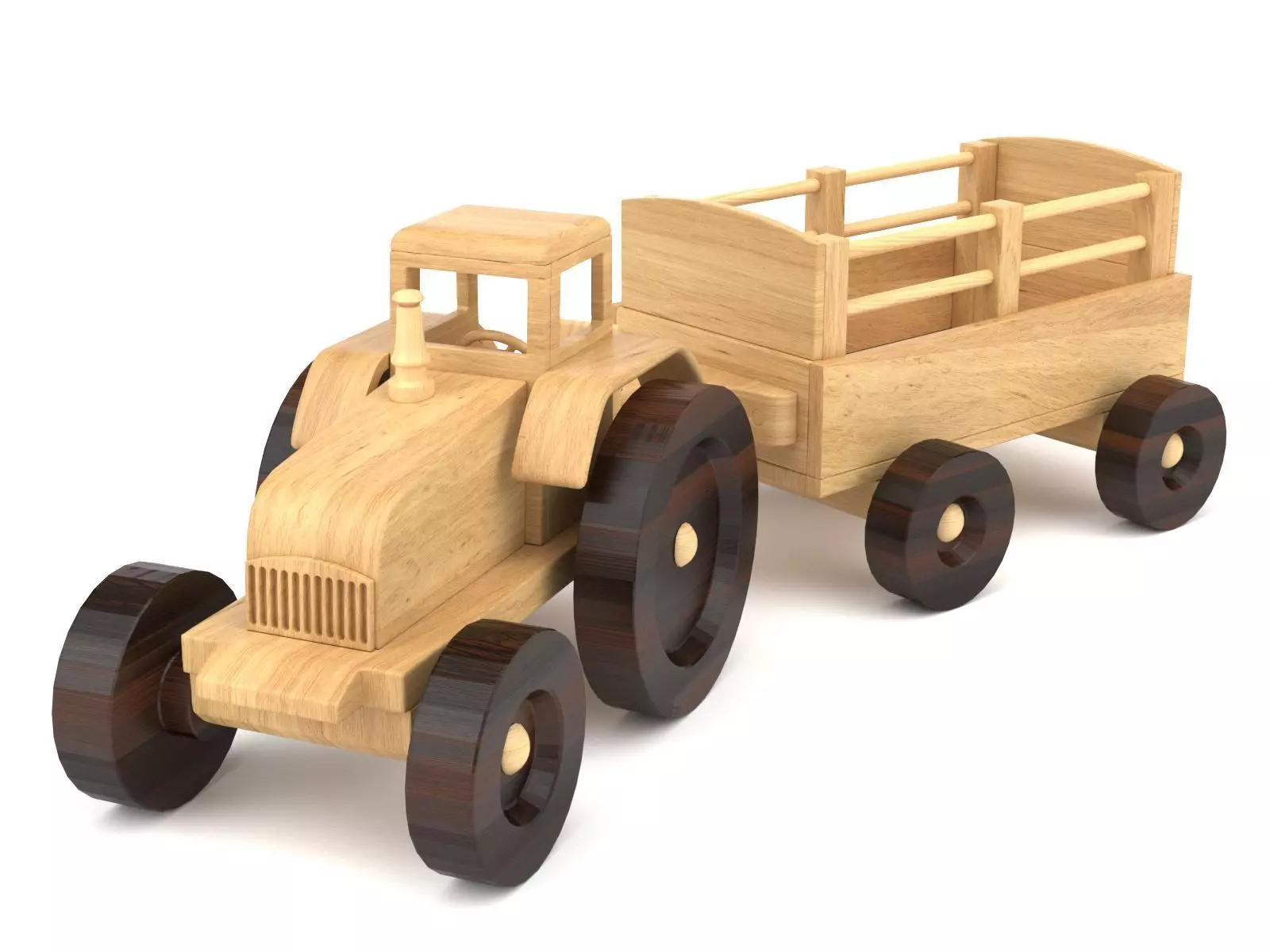 Wooden toy tractor 08 3D model_0