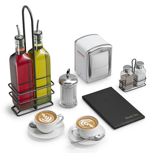 Restaurant Table Decor Set 1 3D model