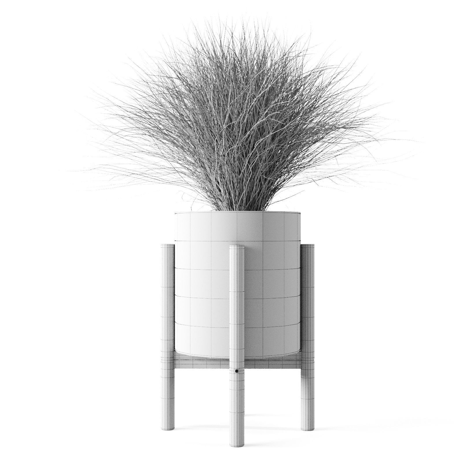 Sedge In Concrete Pots 3D model_7