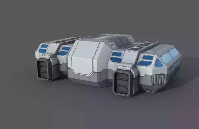 Sci-Fi Military Building - Barrack Low-poly 3D model