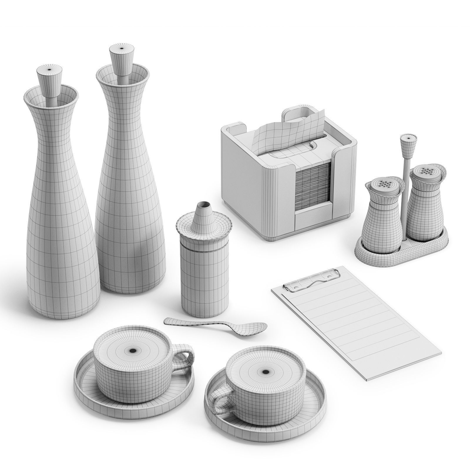 Restaurant Table Decor Set 2 3D model_1