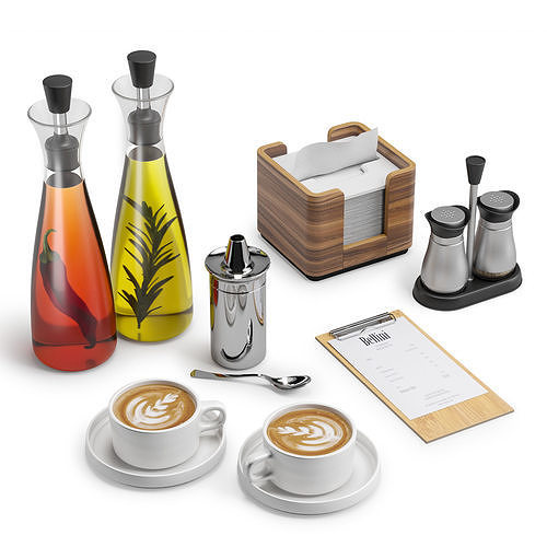 Restaurant Table Decor Set 2 3D model