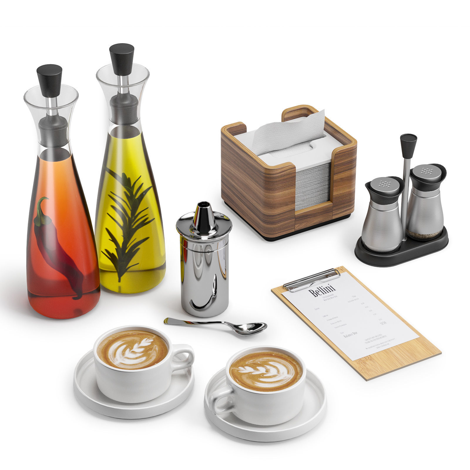 Restaurant Table Decor Set 2 3D model_0