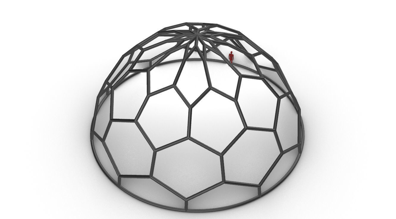 Hexagonal Dome structure Wireframe with Entry 3D model_66
