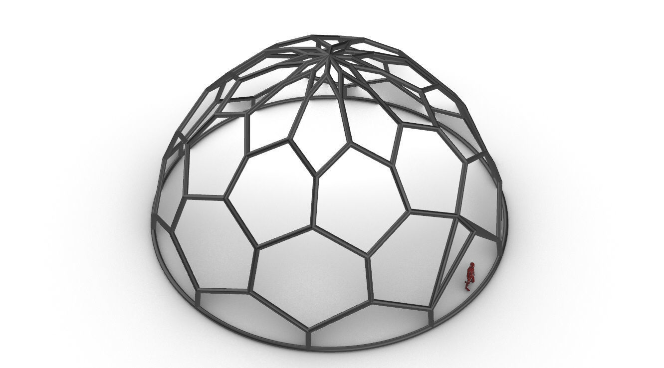 Hexagonal Dome structure Wireframe with Entry 3D model_77