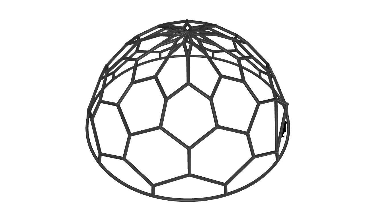 Hexagonal Dome structure Wireframe with Entry 3D model_52