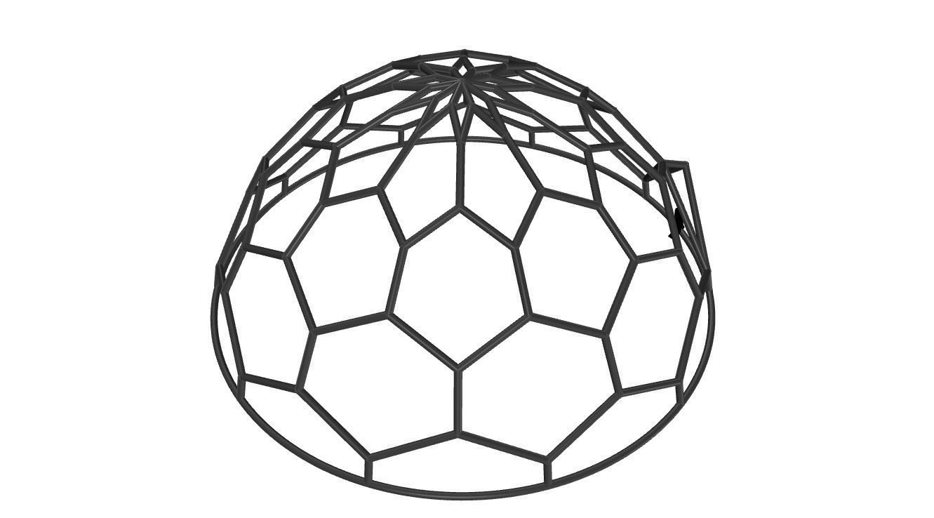Hexagonal Dome structure Wireframe with Entry 3D model_60