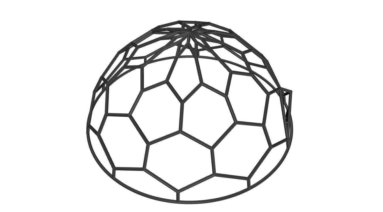 Hexagonal Dome structure Wireframe with Entry 3D model_47