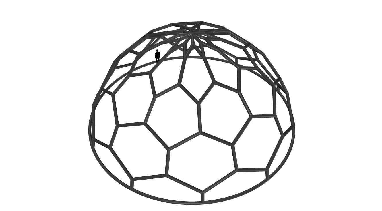 Hexagonal Dome structure Wireframe with Entry 3D model_57