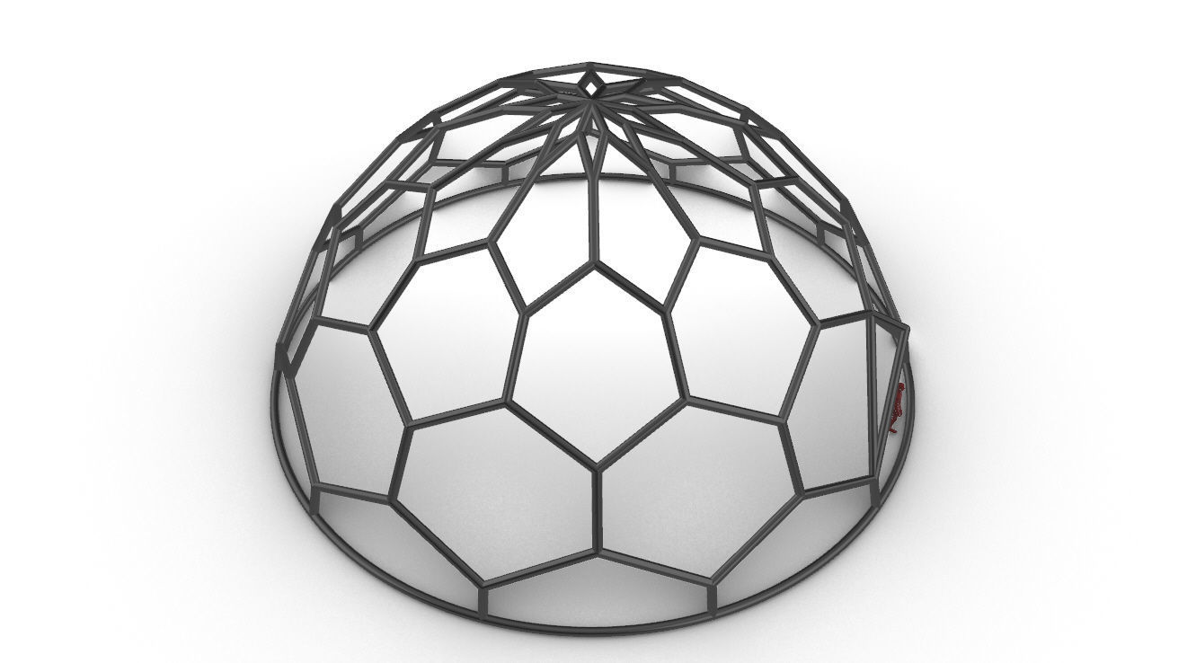 Hexagonal Dome structure Wireframe with Entry 3D model_70