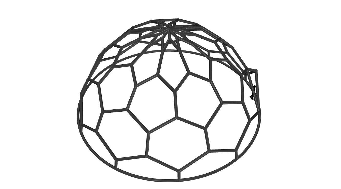 Hexagonal Dome structure Wireframe with Entry 3D model_44
