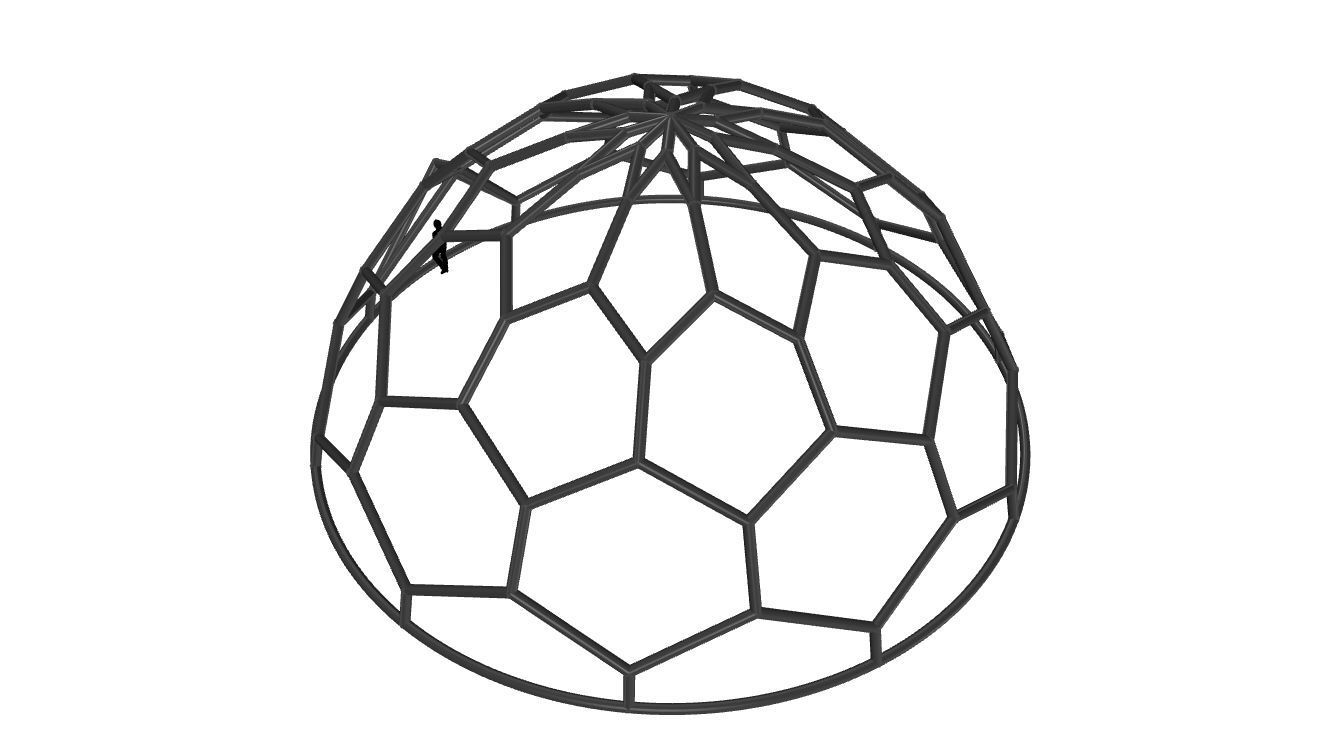 Hexagonal Dome structure Wireframe with Entry 3D model_40