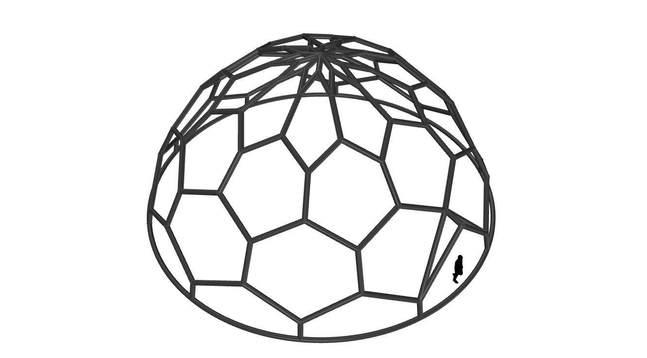 Hexagonal Dome structure Wireframe with Entry 3D model_43