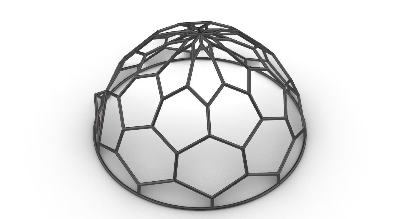 Hexagonal Dome structure Wireframe with Entry 3D model_62