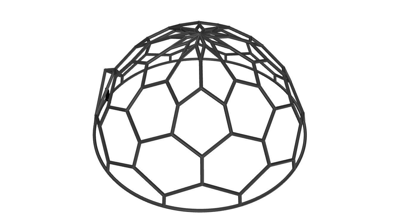 Hexagonal Dome structure Wireframe with Entry 3D model_46