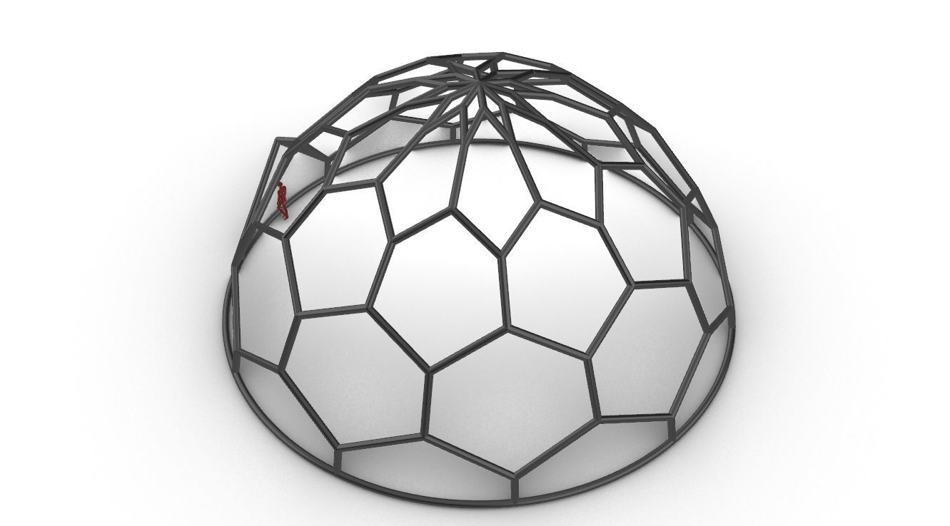 Hexagonal Dome structure Wireframe with Entry 3D model_63