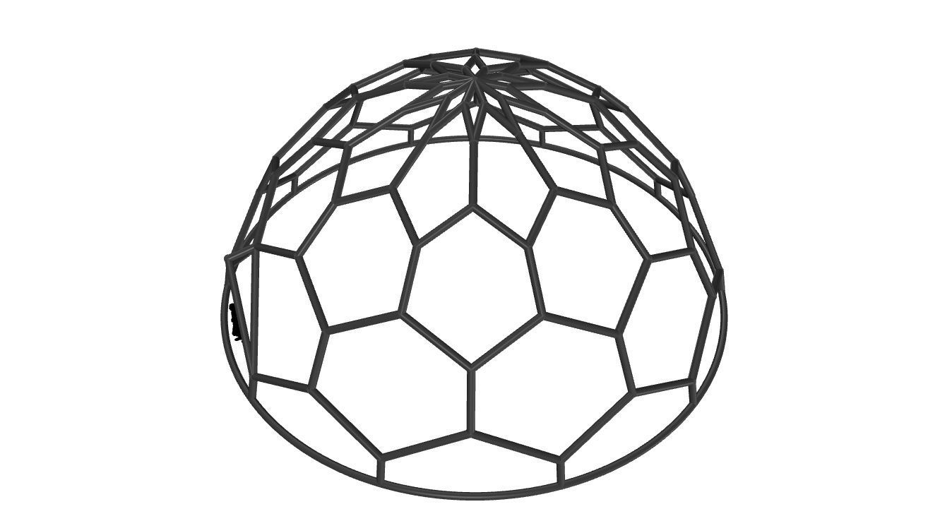 Hexagonal Dome structure Wireframe with Entry 3D model_56