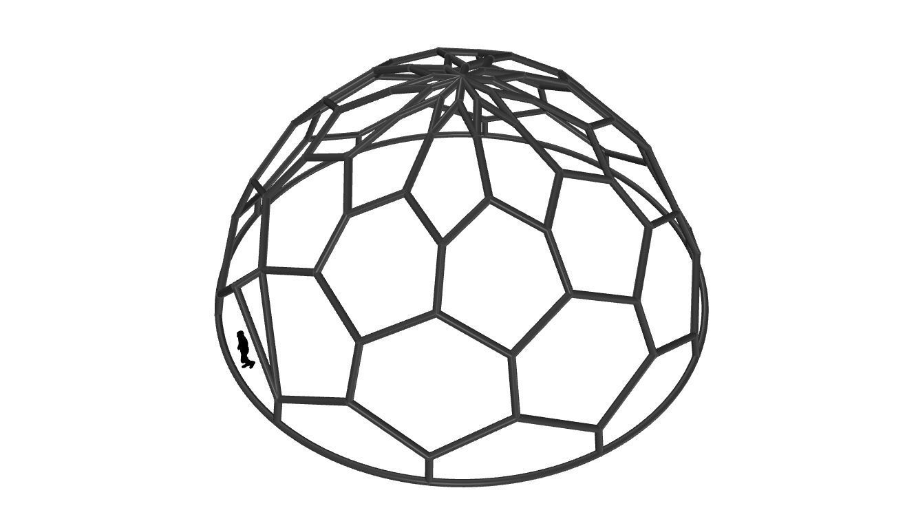 Hexagonal Dome structure Wireframe with Entry 3D model_45