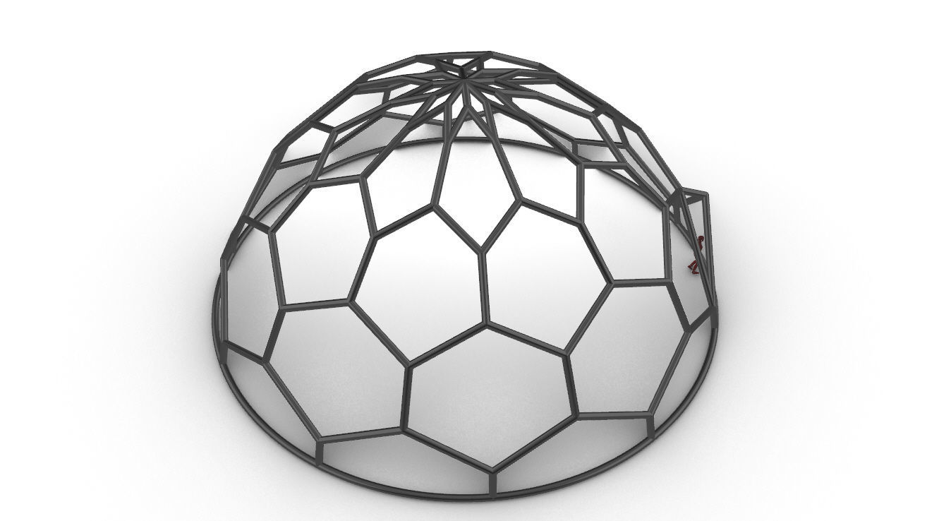 Hexagonal Dome structure Wireframe with Entry 3D model_64