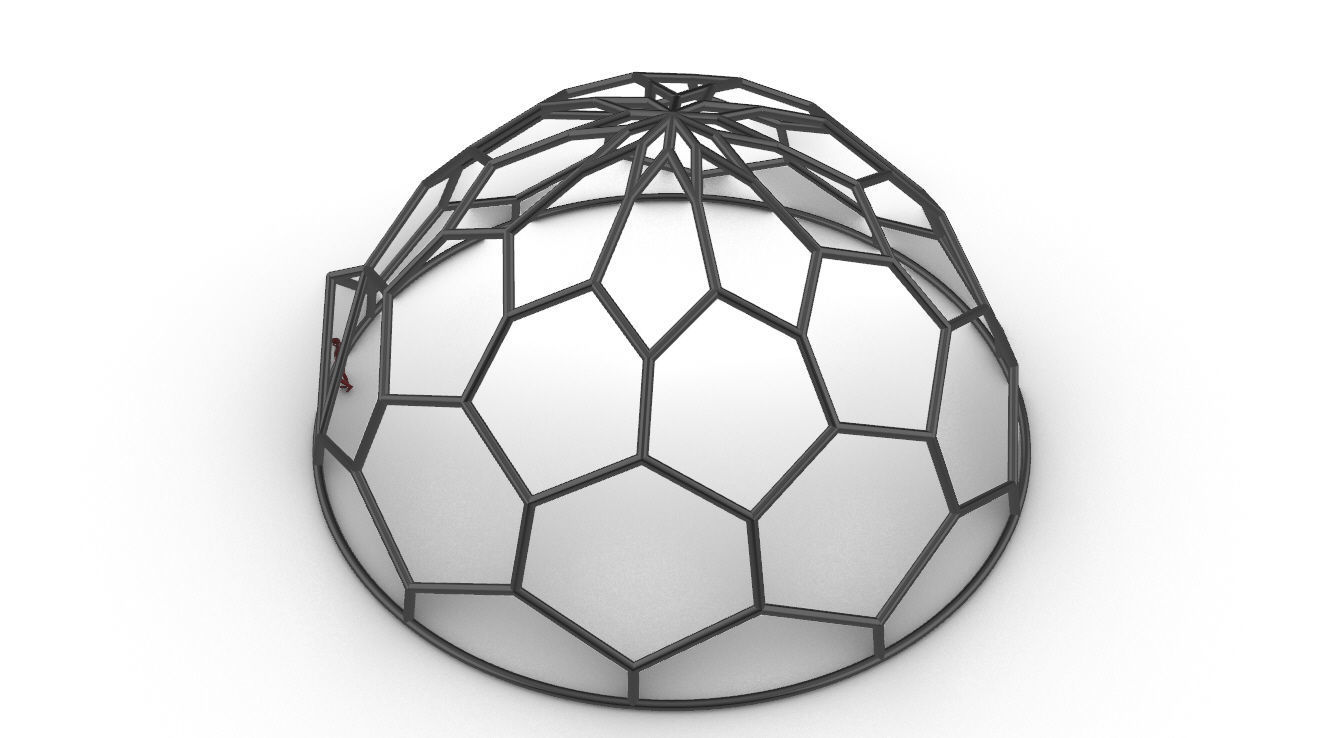 Hexagonal Dome structure Wireframe with Entry 3D model_75