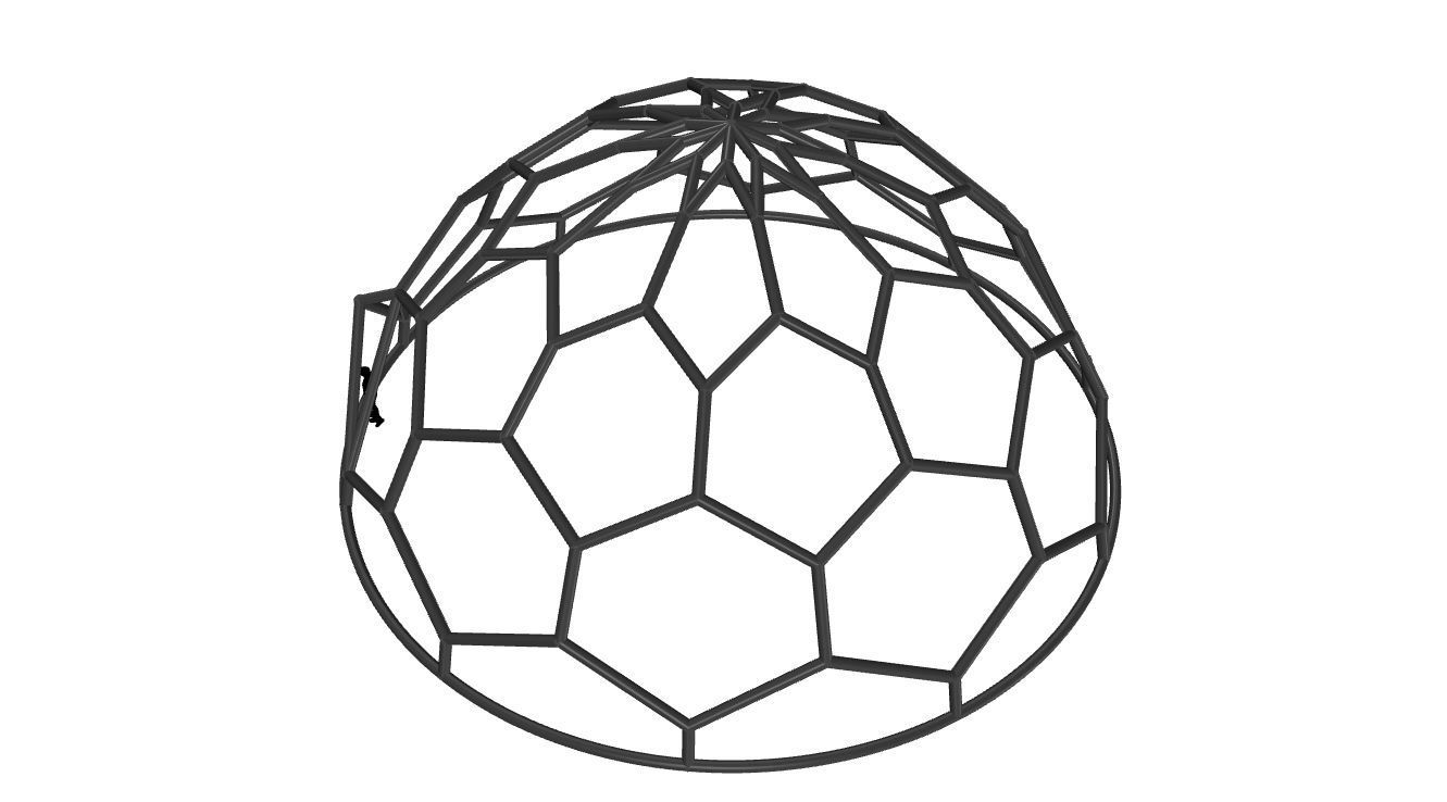 Hexagonal Dome structure Wireframe with Entry 3D model_113