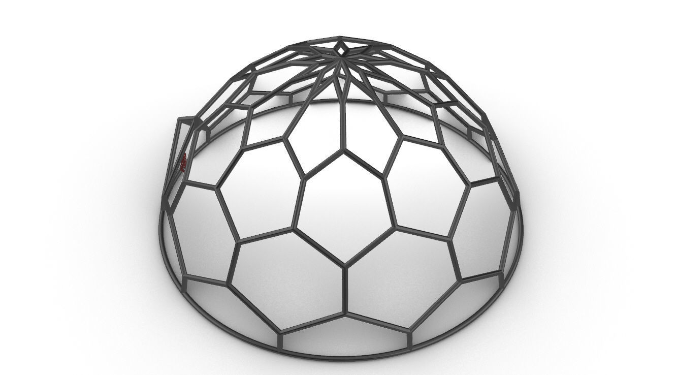 Hexagonal Dome structure Wireframe with Entry 3D model_85