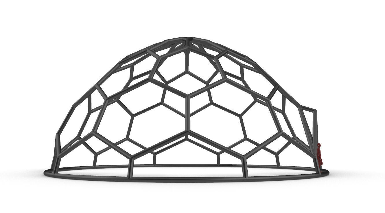 Hexagonal Dome structure Wireframe with Entry 3D model_24