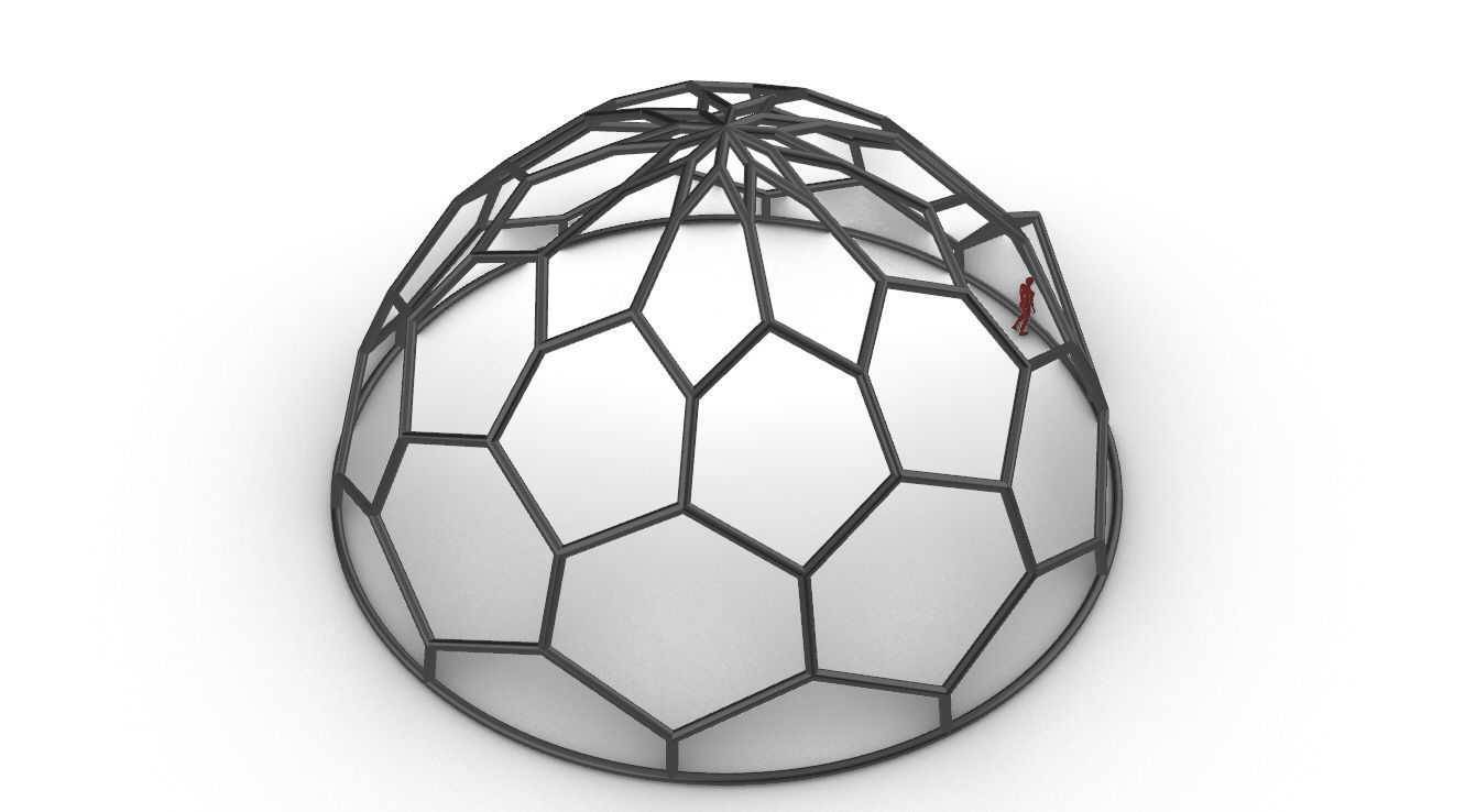 Hexagonal Dome structure Wireframe with Entry 3D model_67