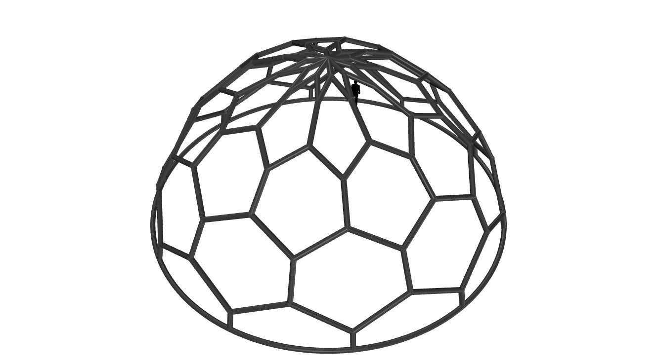 Hexagonal Dome structure Wireframe with Entry 3D model_118