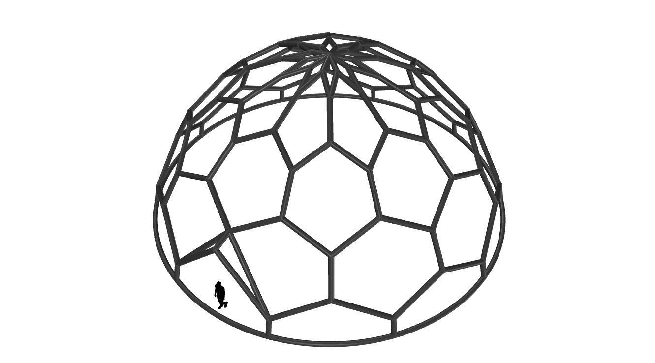 Hexagonal Dome structure Wireframe with Entry 3D model_48