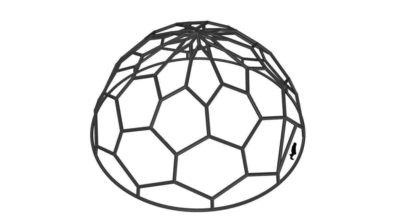 Hexagonal Dome structure Wireframe with Entry 3D model_42