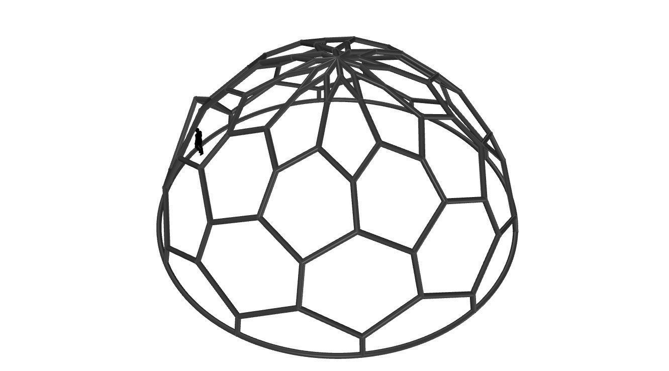 Hexagonal Dome structure Wireframe with Entry 3D model_54