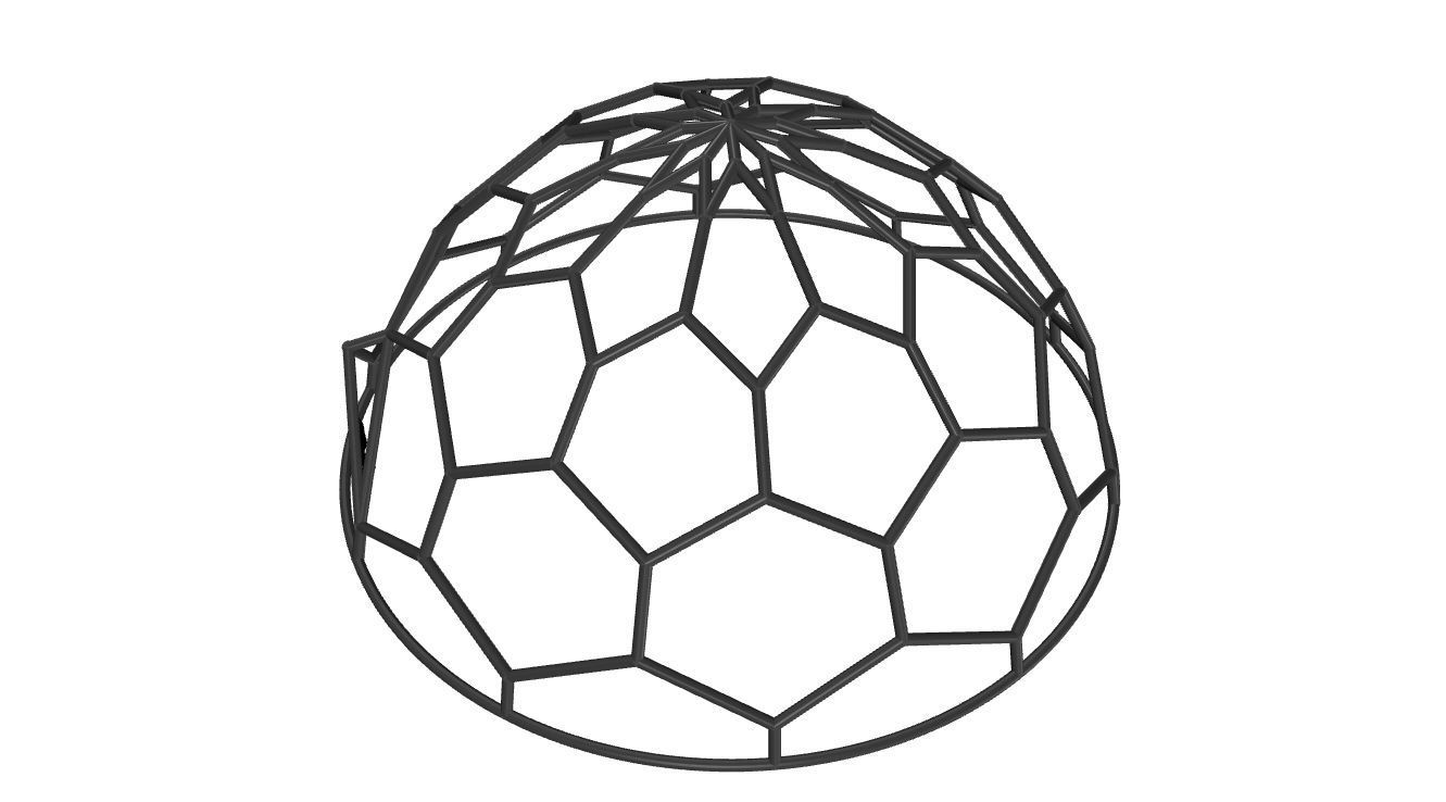 Hexagonal Dome structure Wireframe with Entry 3D model_53