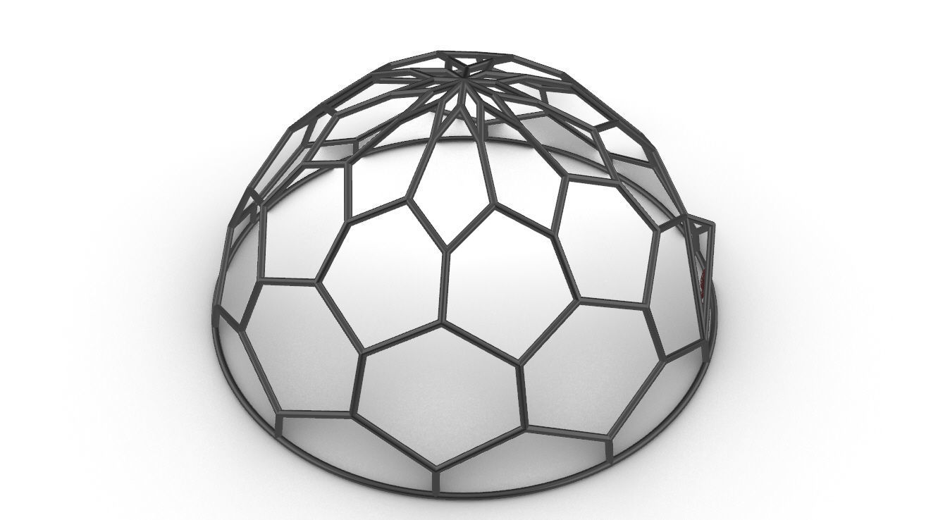 Hexagonal Dome structure Wireframe with Entry 3D model_78