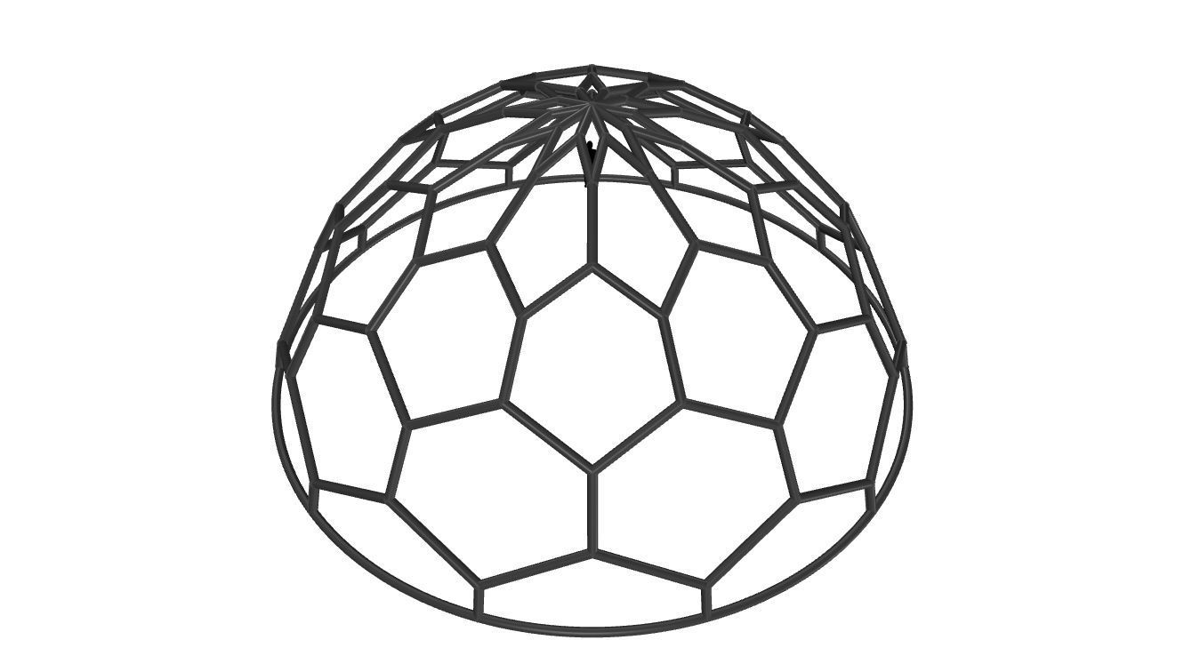 Hexagonal Dome structure Wireframe with Entry 3D model_114
