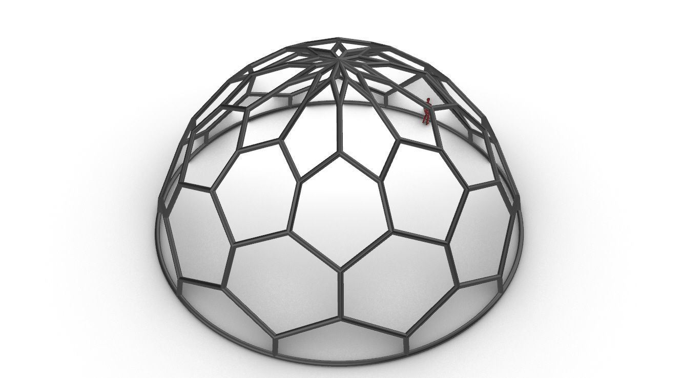 Hexagonal Dome structure Wireframe with Entry 3D model_72