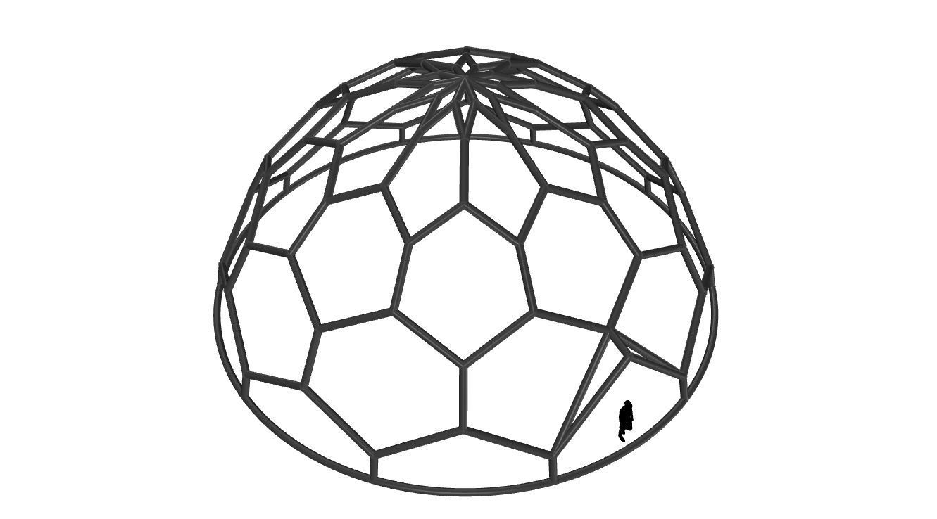 Hexagonal Dome structure Wireframe with Entry 3D model_58