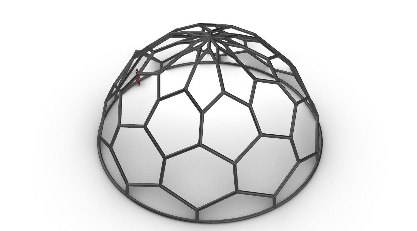 Hexagonal Dome structure Wireframe with Entry 3D model_83